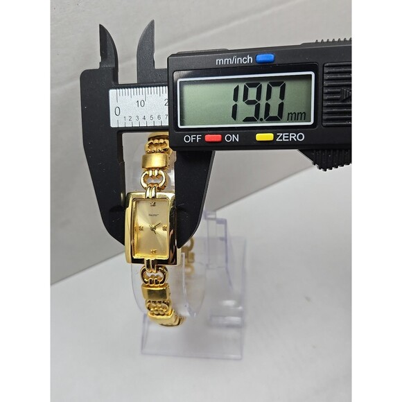 Holsted Gold Tone Tank Bracelet Watch New Battery Ladies Crystal Dress Classic - Picture 5 of 11